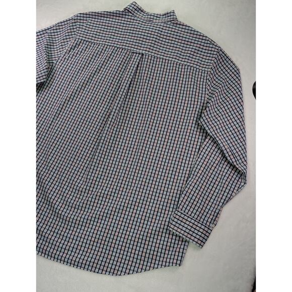 Chaps Stretch Easy Care 2XLT White,Navy,Red,Green Plaid Long Sleeve Buttton Down - Picture 11 of 11